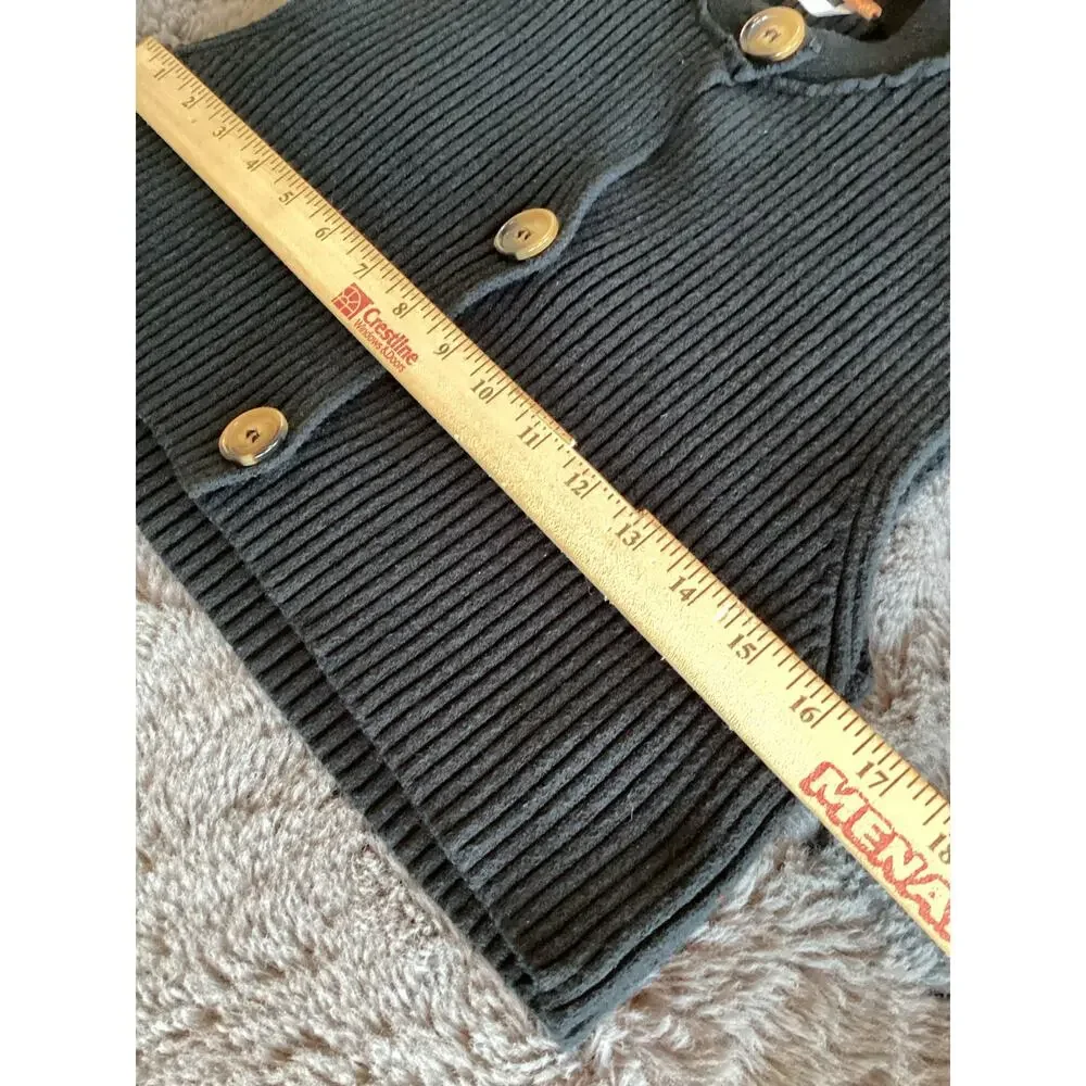 Free People Women's Button Front Naiome Micro Ribbed Cropped Vest Black SZ Large